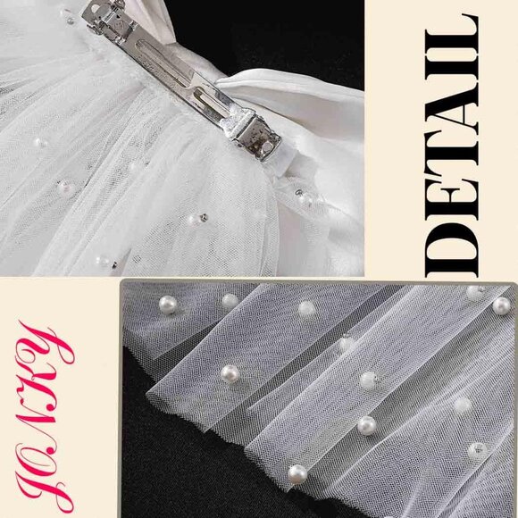 Wedding Bow Veil for Women Bridal Bachelorette Party Hair Clip White - Picture 6 of 7